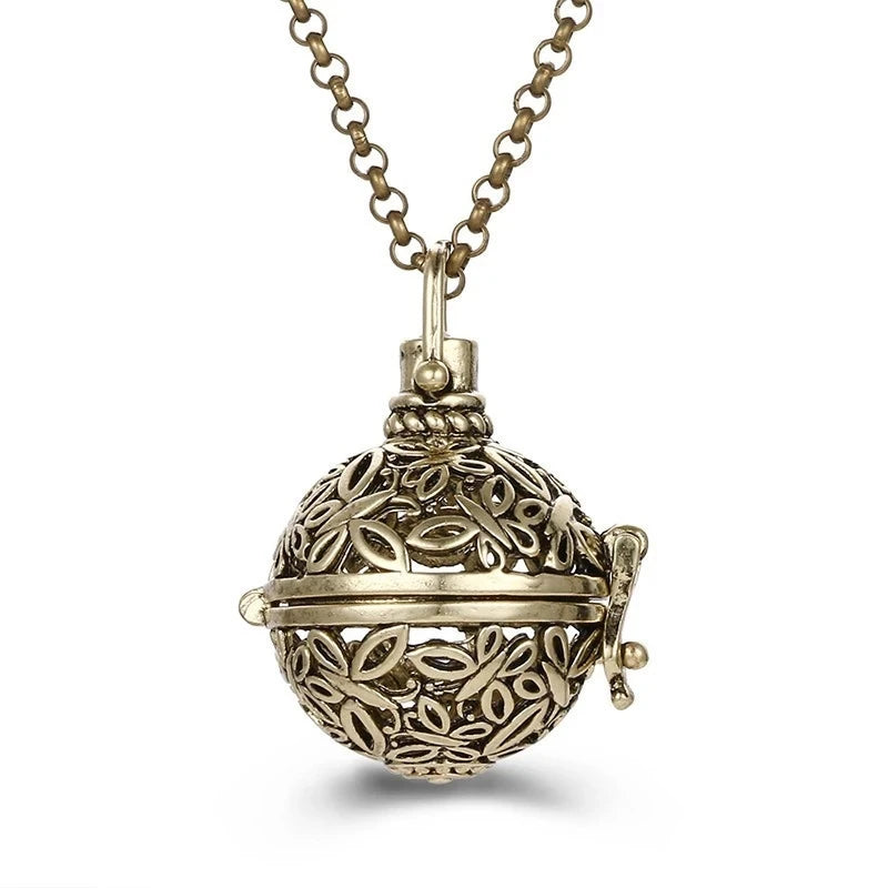 Collana con medaglione con campanellino musicale e chiamata a sfera degli angeli, collana vintage per la gravidanza.