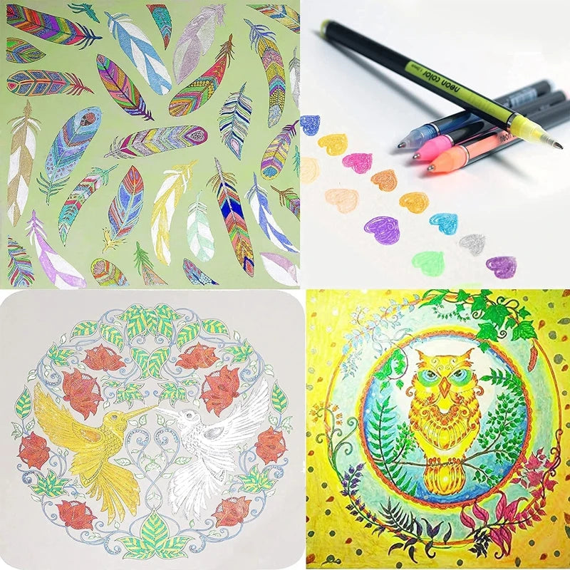 Penne gel con glitter metallizzati e ricariche per penne per la scuola, 12/24 pezzi