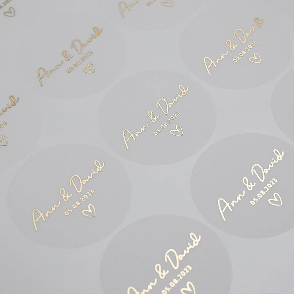 Gold Foil Clear Label Stickers Ideal For All Event Stationery.
