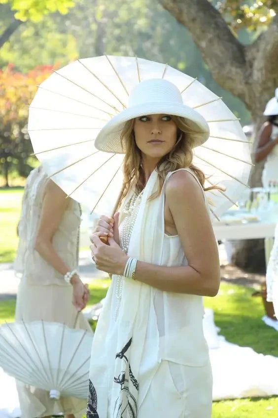 Ombrelloni di carta - 30-50 pezzi, 80 cm, bianchi, per decorazioni nuziali.