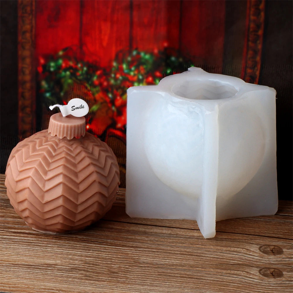 Molde de silicona para velas con forma de bola navideña, esfera geométrica 3D, aromaterapia.
