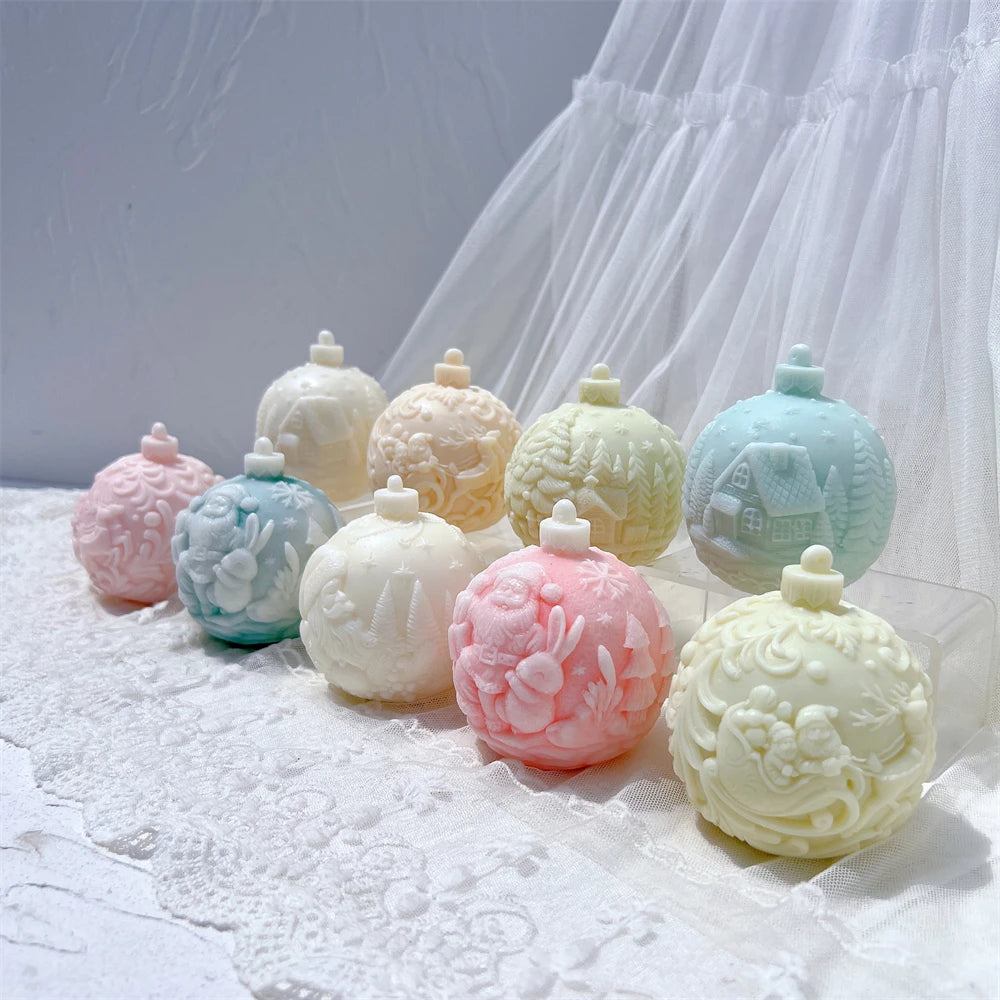 Ball Shape Silicone Candle Mold 5 Designs Christmas