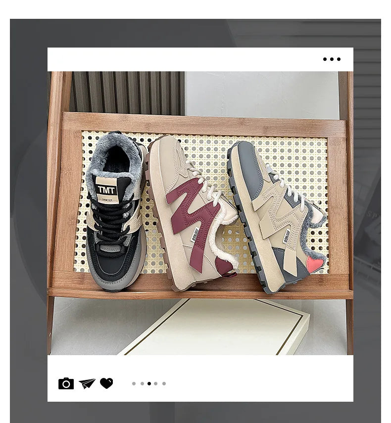 Scarpe da ginnastica invernali in cotone soffici e calde da donna 2025