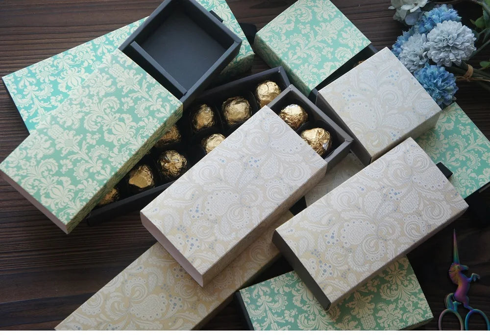 Elegant Blue Yellow Flower Pattern 3 Size 10 Set Gifts Packing