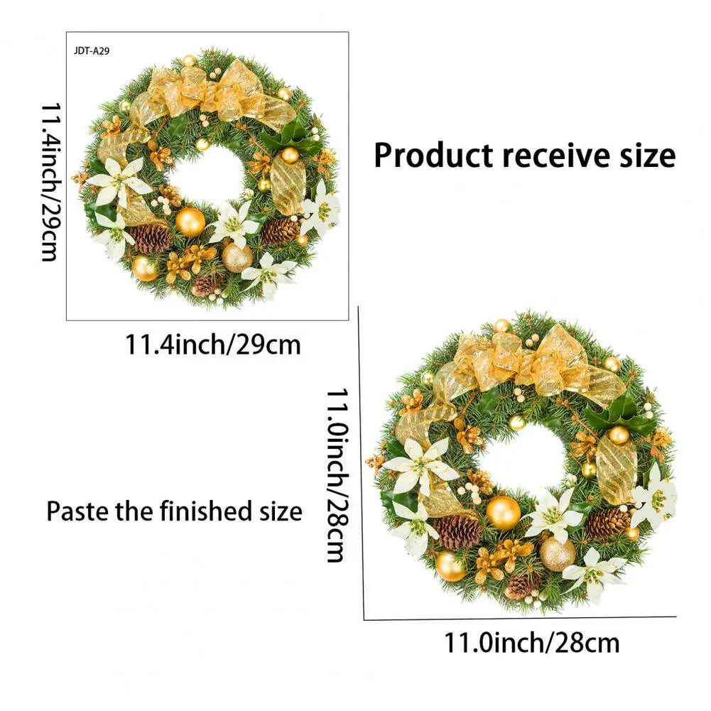 Pegatinas para ventanas navideñas con decoración de corona.