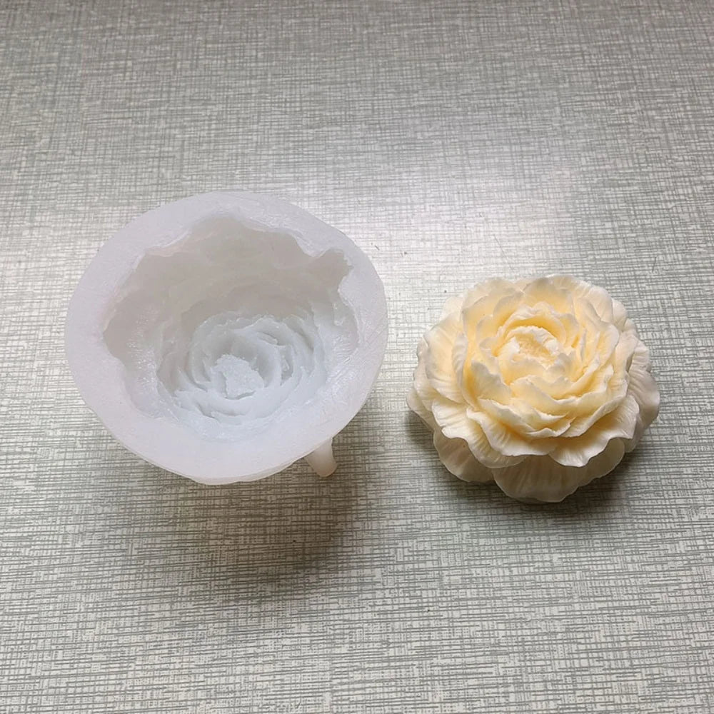 Peony Candle Silicone Mold Size: 9.6*4.5cm