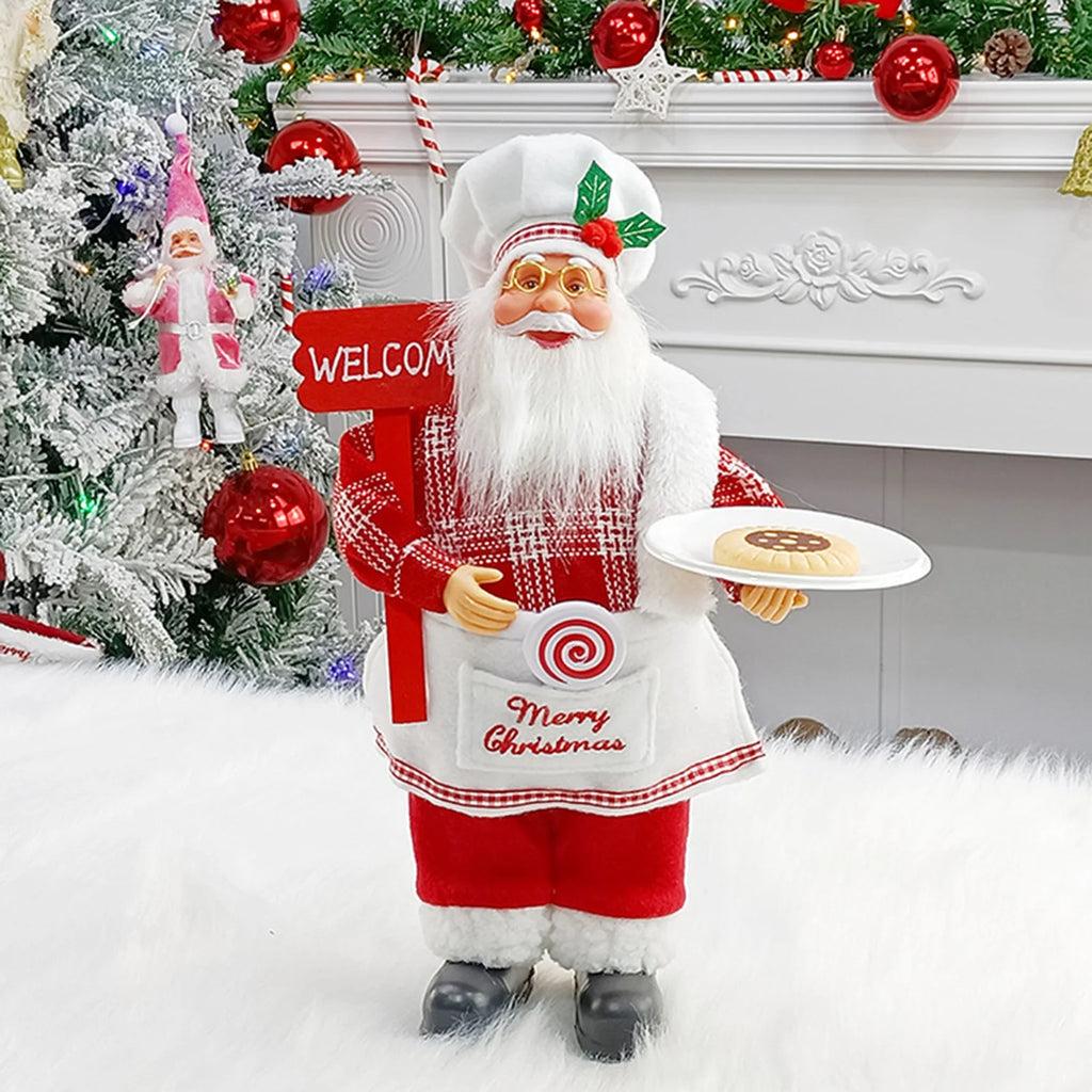 Christmas Sitting Standing Santa Claus Figurines Doll Cute 12inch.