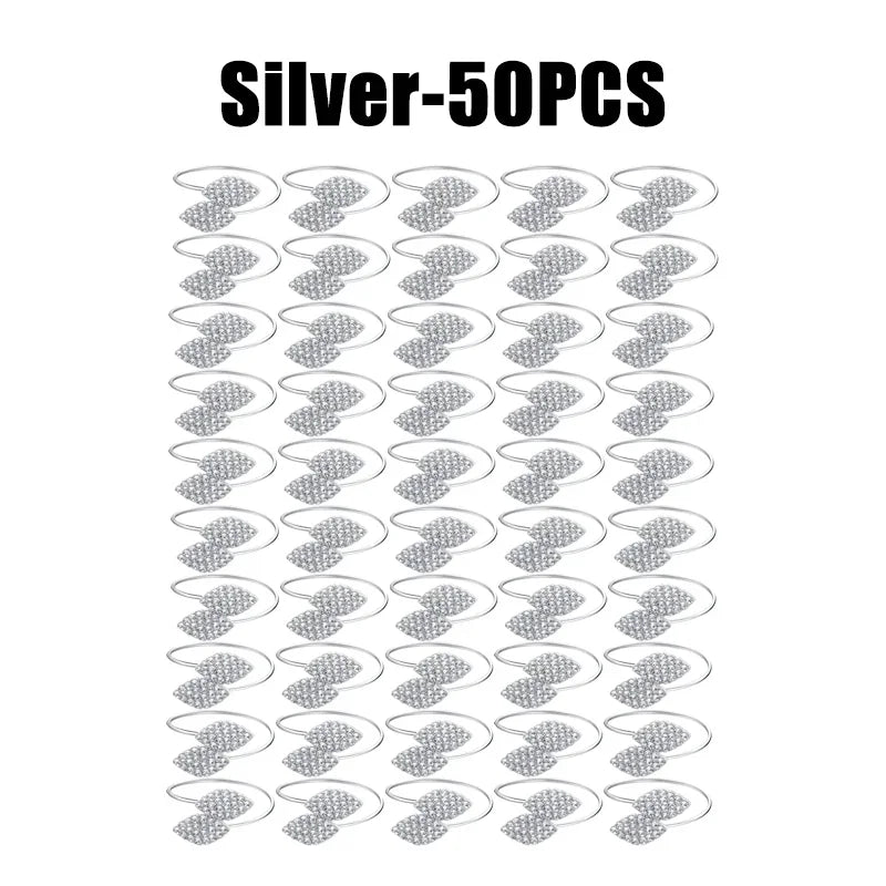 Anelli per tovaglioli con foglie, eleganti decorazioni da tavola in foglia d'oro.