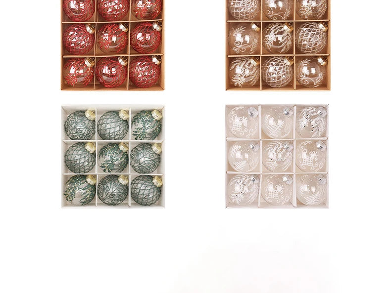 Juego de bolas navideñas para fiestas irrompibles transparentes de 8 cm.