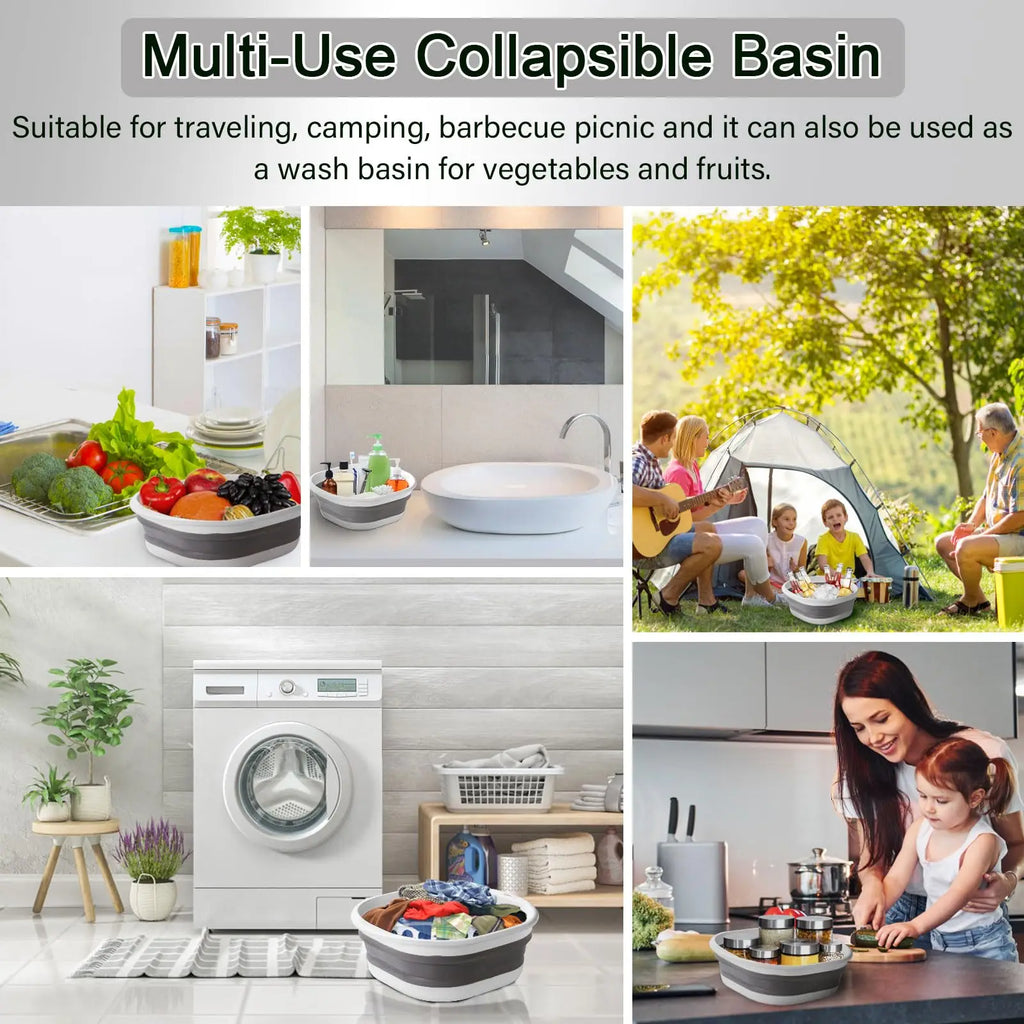 Cestini portabiancheria pieghevoli per lavabo, confezione da 3, salvaspazio.