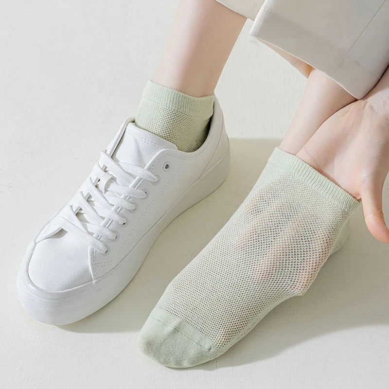Woman Cotton Socks Short Thin Mesh Breathable
