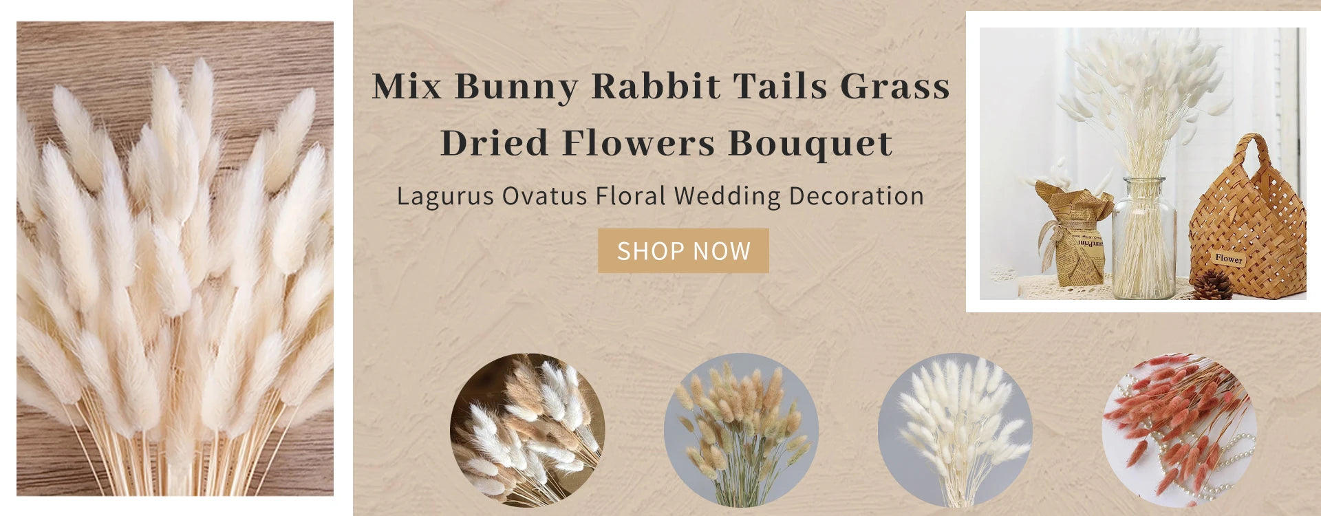 Fiori artificiali secchi di erba di coda di coniglio della Pampa soffice, 120 pezzi