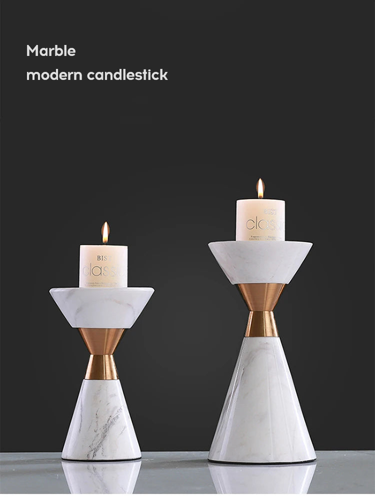 White Natural Marble Candlestick Scandinavian Volakos