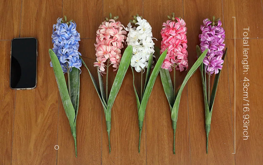 Hyacinth Single Branch With Leaf 3D Artificial Flower.