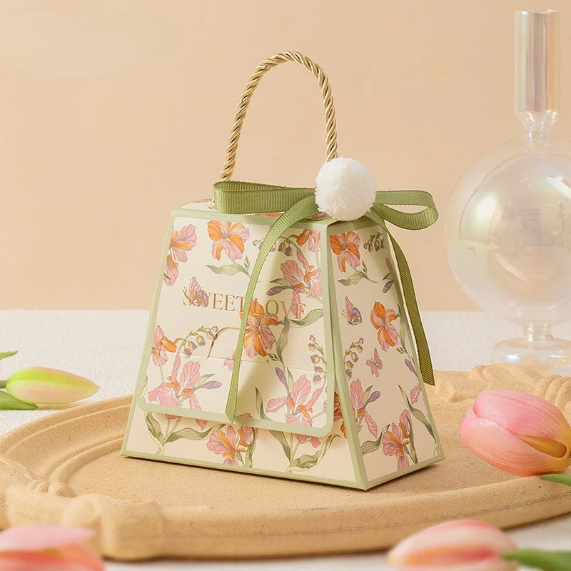 Bolsa de regalo de boda con flores de cartón, 10 unidades
