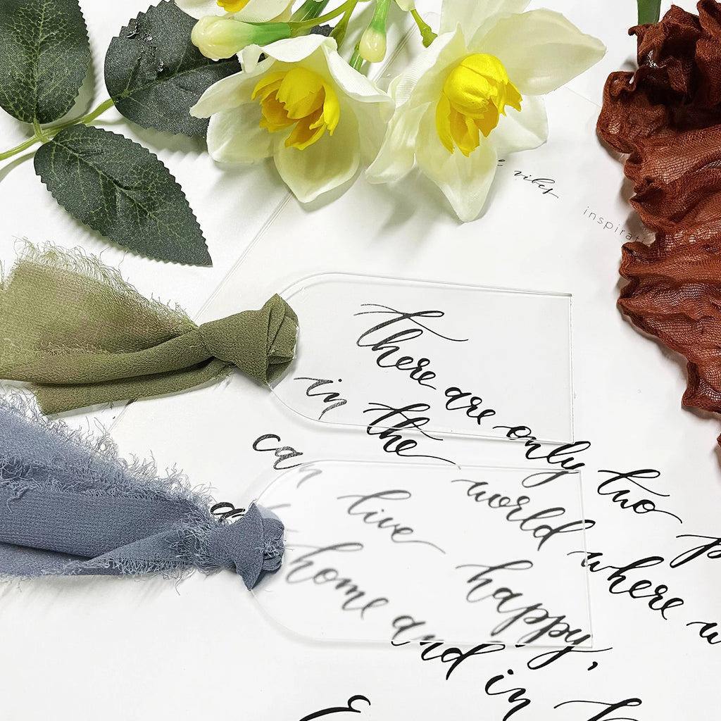 Tarjeta de lugar de boda de acrílico con arco de etiqueta de nombre de acrílico esmerilado, 10/20/50 piezas