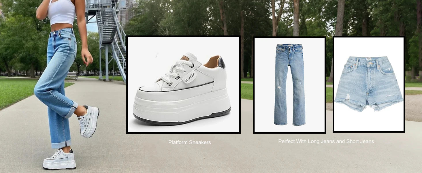 Sneakers con plateau Fujin da donna in vera pelle