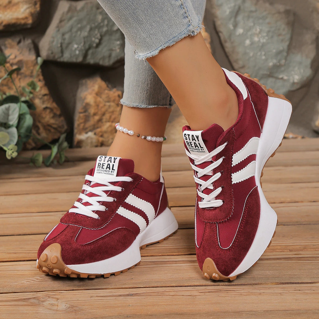 New Style Elegant Lace Up Casual Shoes Women Thick Sole Anti Slip