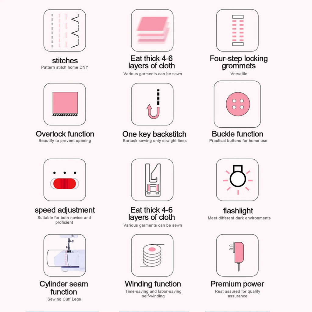 Mini macchina da cucire elettrica per uso domestico, a doppio filo.