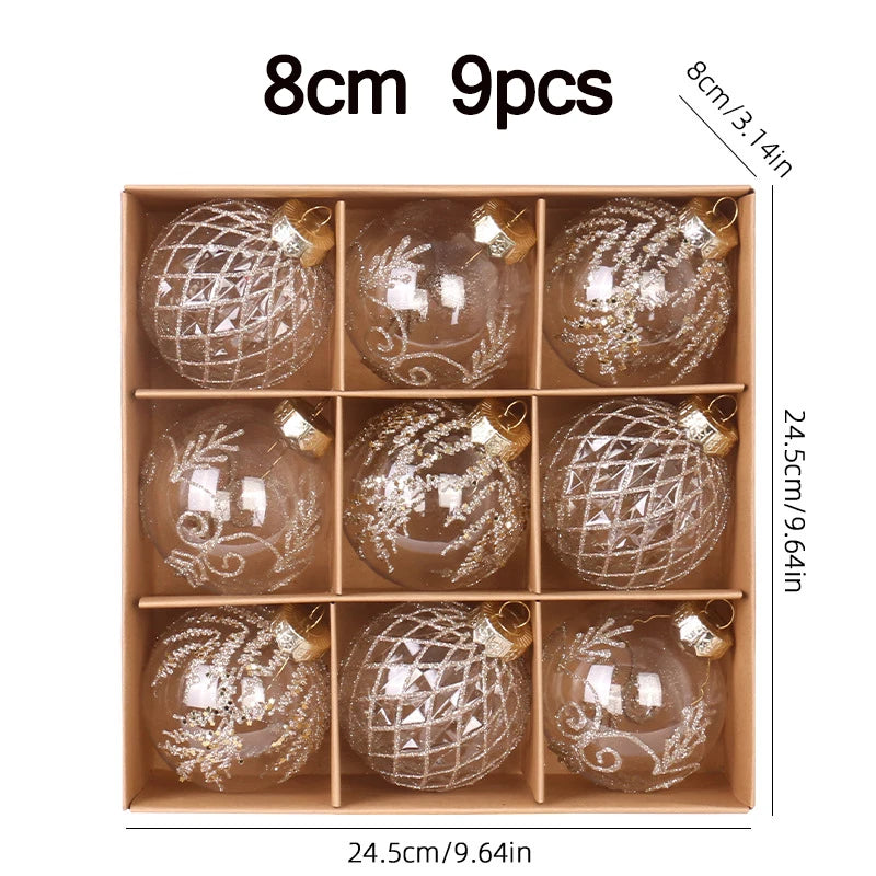 Juego de bolas navideñas para fiestas irrompibles transparentes de 8 cm.