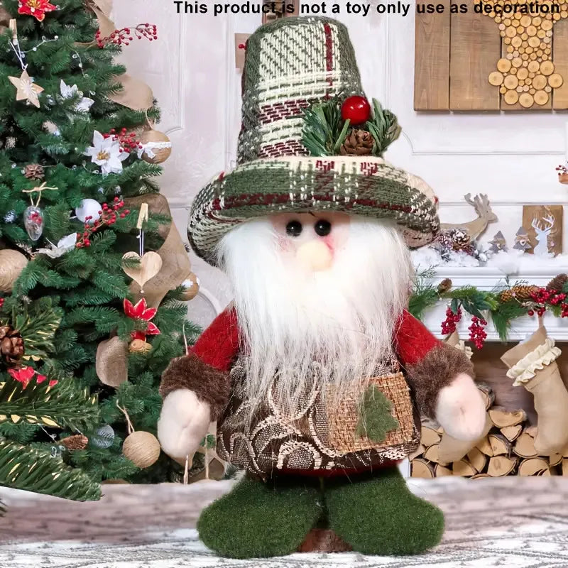 Albero di Natale in poliestere resistente con Babbo Natale e pupazzo di neve.