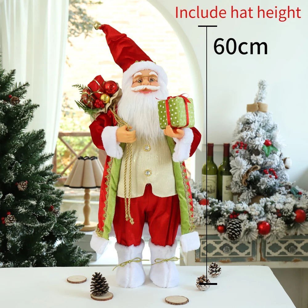 Grandi bambole di Babbo Natale decorative da 60 cm, Babbo Natale in piedi.