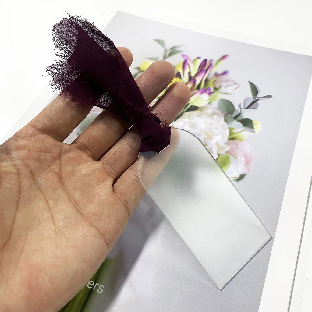 Tarjeta de lugar de boda de acrílico con arco de etiqueta de nombre de acrílico esmerilado, 10/20/50 piezas