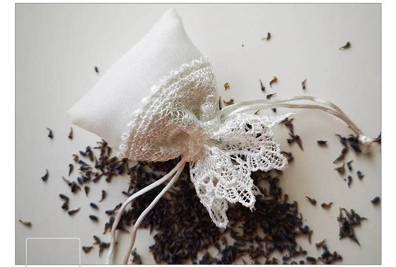 Bolsa de regalo para dulces con bordado de encaje blanco y cordón, 10 unidades.