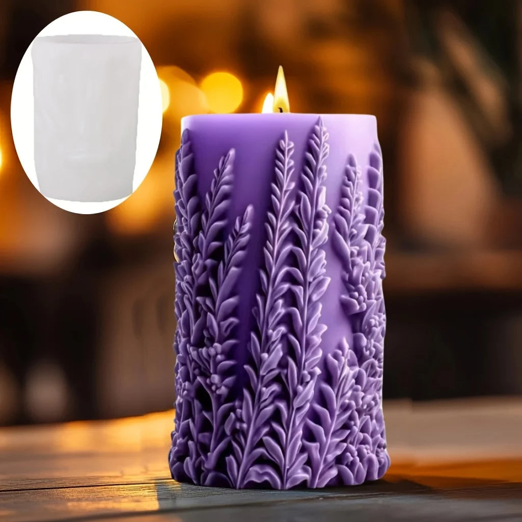 Stampo in silicone per candele cilindriche in gesso a forma di fiore di lavanda