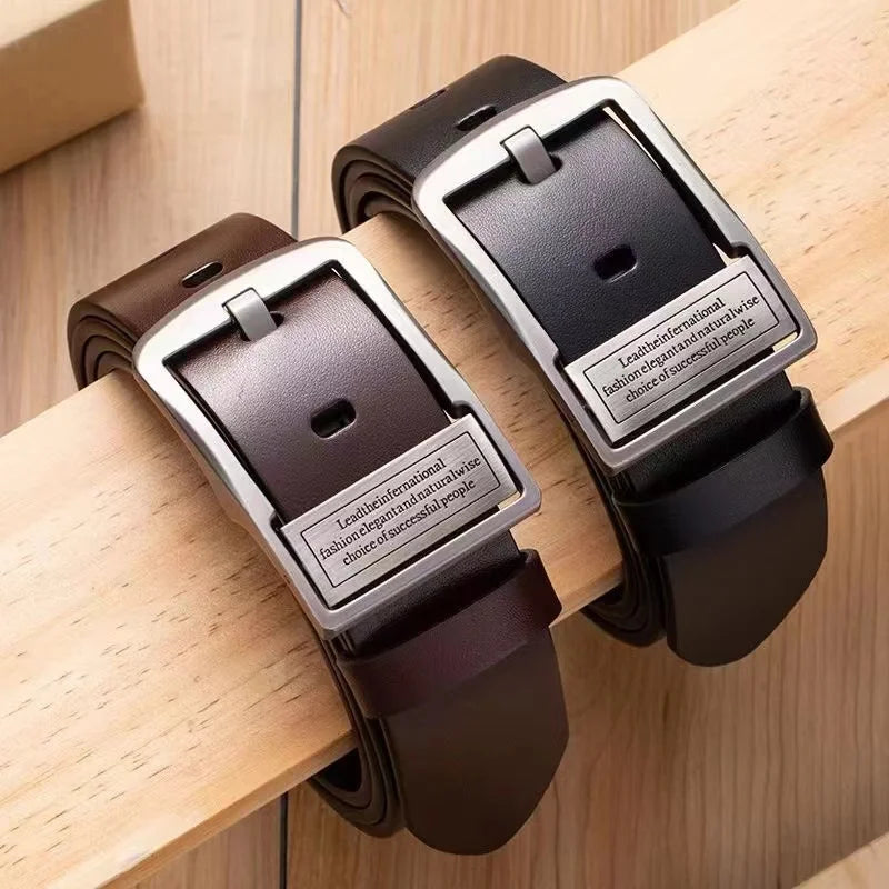 New Leather Cowhide Men's Belt  Metal Alloy Pin Buckle.