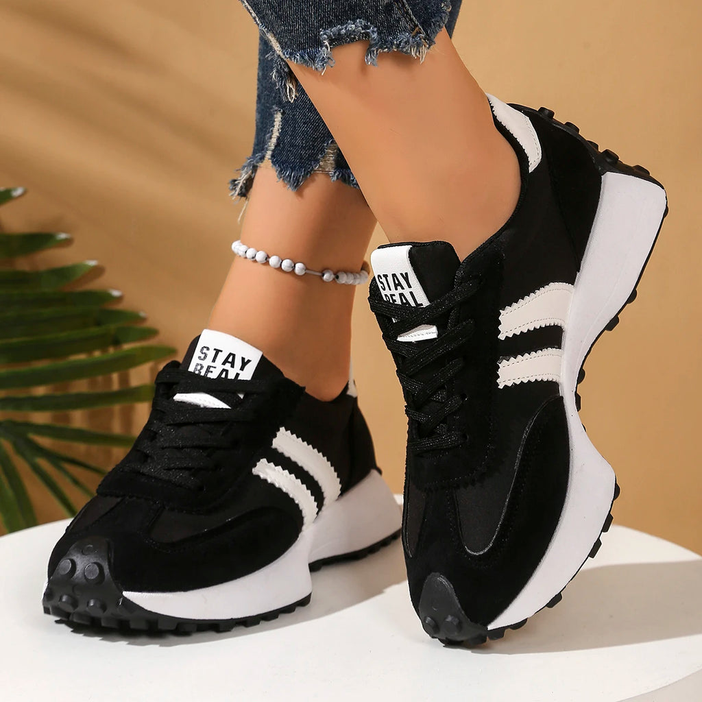 New Style Elegant Lace Up Casual Shoes Women Thick Sole Anti Slip