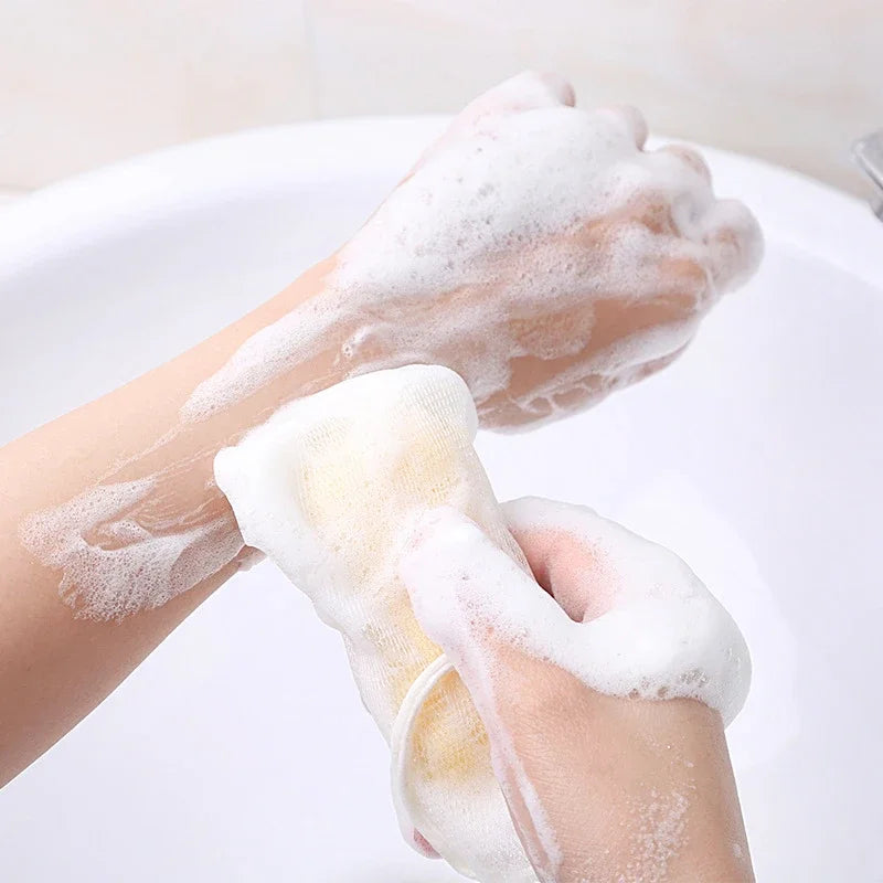 Sacchetto in rete portatile per sapone schiumogeno per bagno/doccia, detergente corpo esfoliante