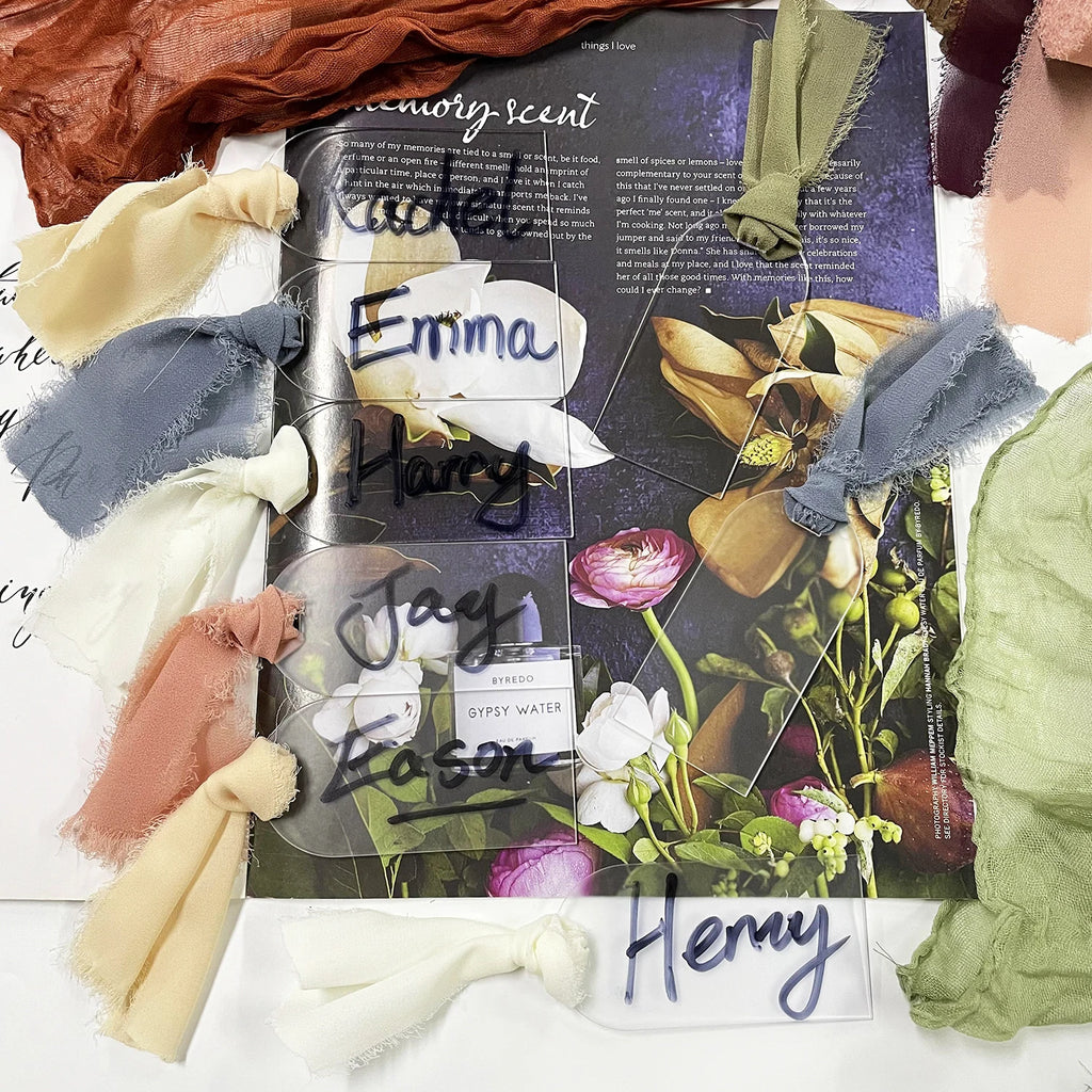 Tarjeta de lugar de boda de acrílico con arco de etiqueta de nombre de acrílico esmerilado, 10/20/50 piezas