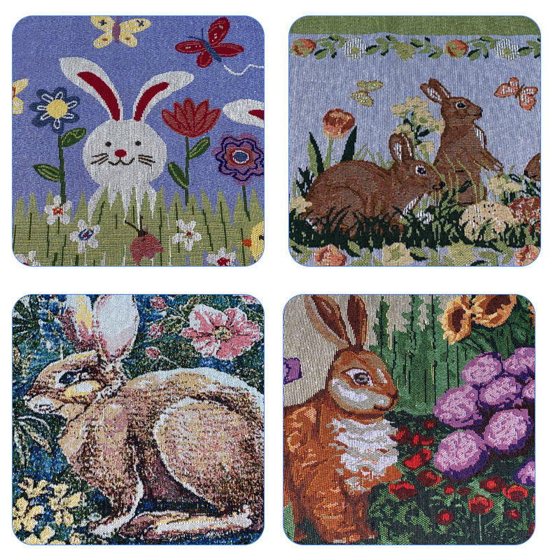 Runner da tavolo con uovo di coniglio di Pasqua, tovaglia in stile americano, stile villaggio