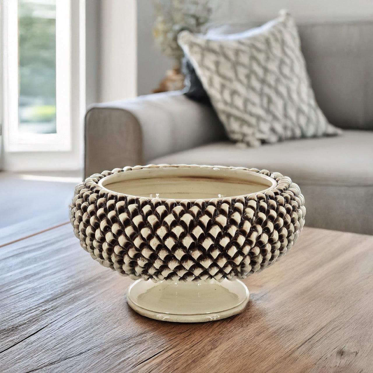 Alzata a Pigna d. 25/33 cm Madreperla Antichizzato aus Keramik von Caltagirone