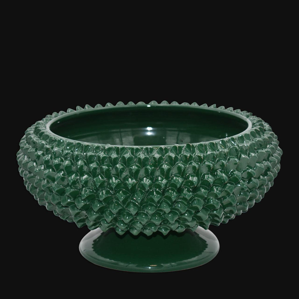 Alzata a Pigna di Caltagirone modellata a mano Verde Antico