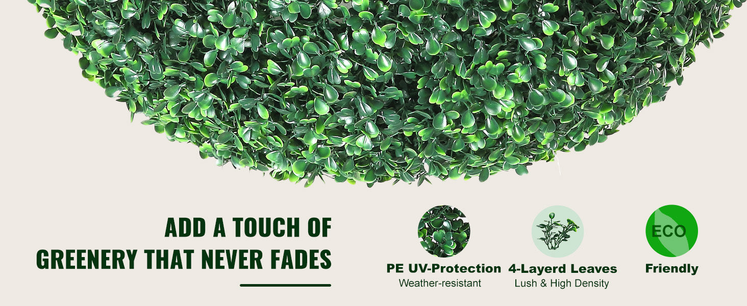 Artificial Topiaries Boxwood Trees 16/20" Tall 2Pcs Ball-Shape.