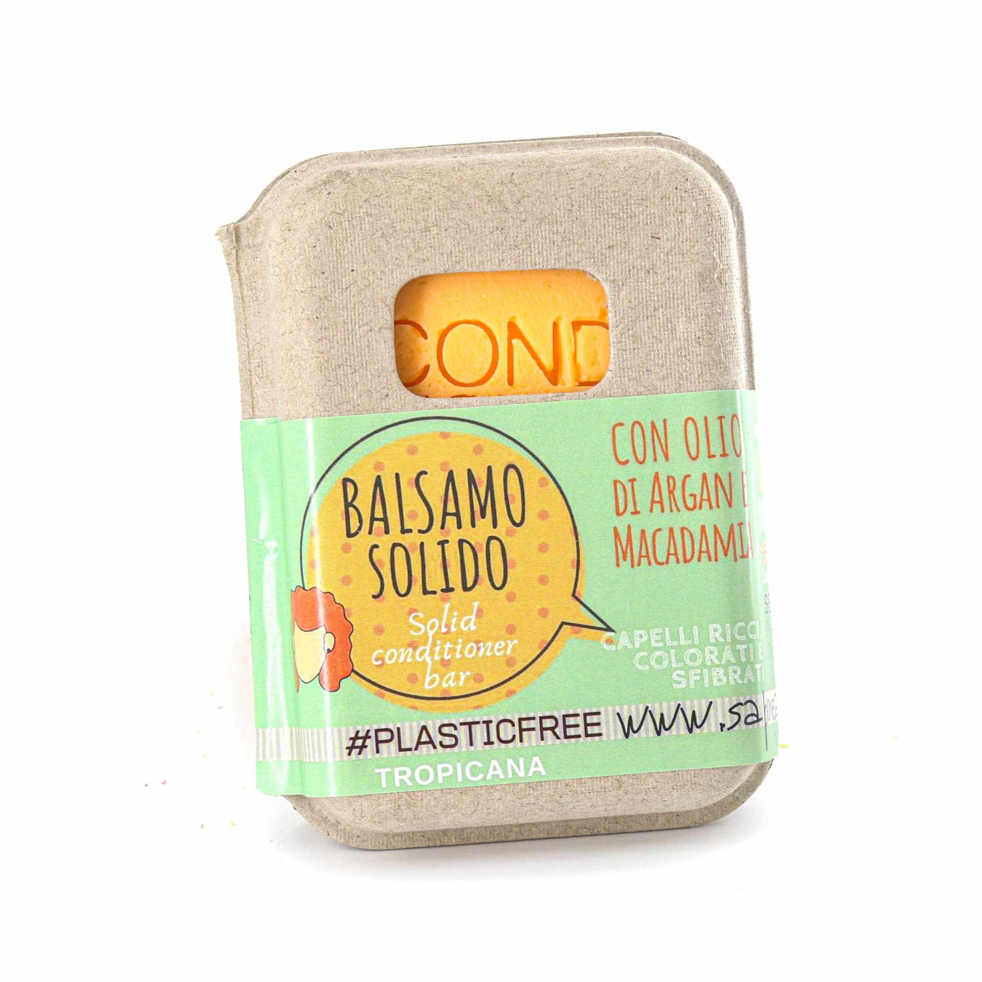 BALSAMO SOLIDO CAPELLI RICCI, COLORATI O SFIBRATI AL TROPICANA CON BAR SAVER IN SUGHERO