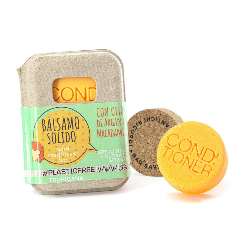 BALSAMO SOLIDO CAPELLI RICCI, COLORATI O SFIBRATI AL TROPICANA CON BAR SAVER IN SUGHERO