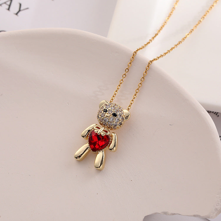 Love Heart Bear Pendant Necklace