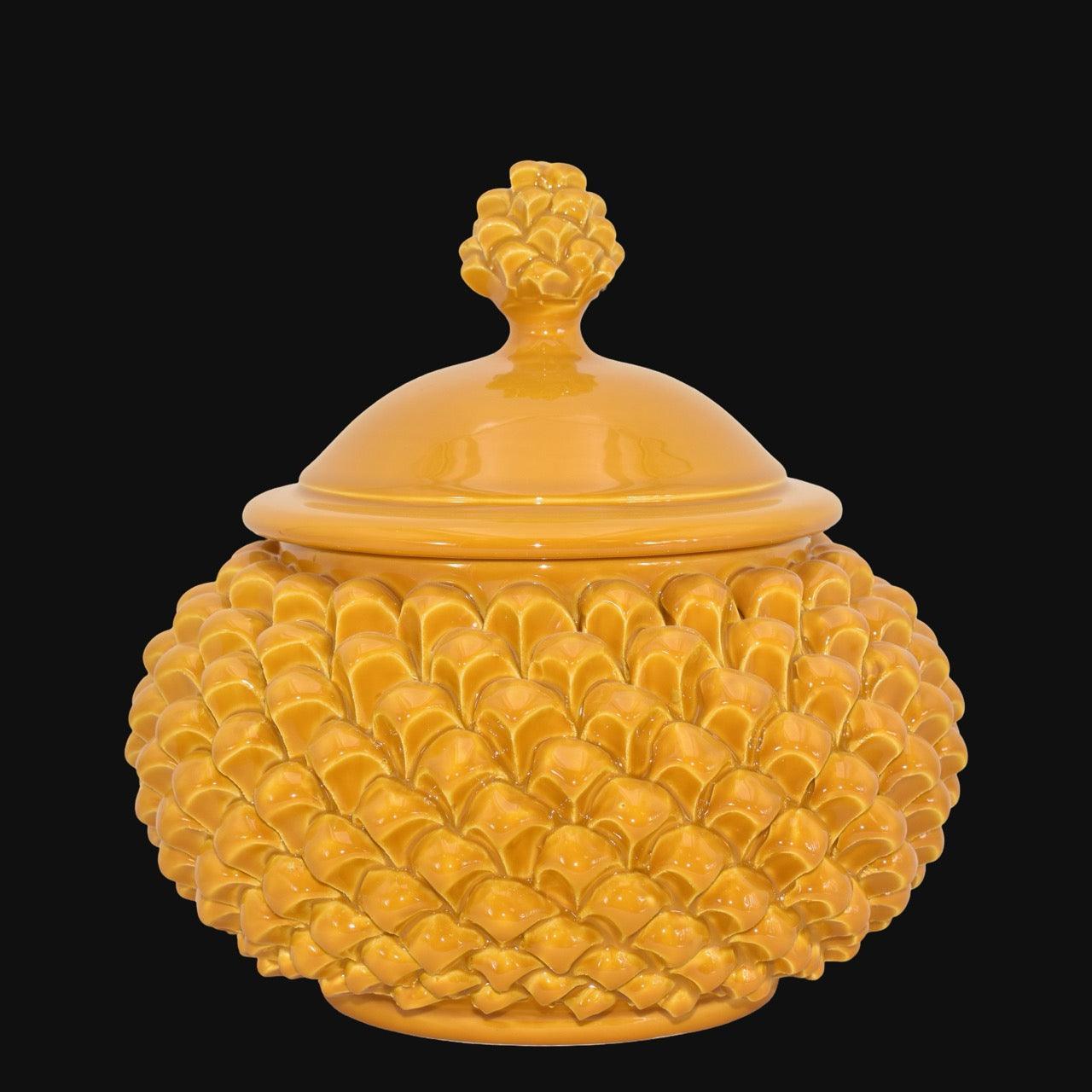 Biscottiera a pigna Ø 20 senape in Ceramica di Caltagirone