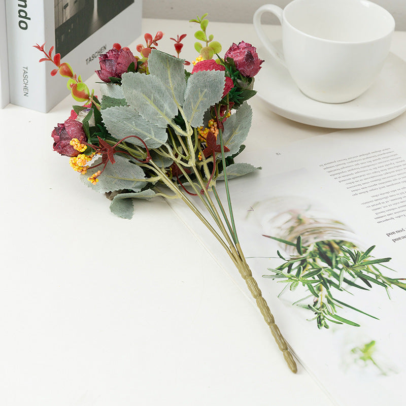 Rosa artificial de seda con imitación de diamante europeo