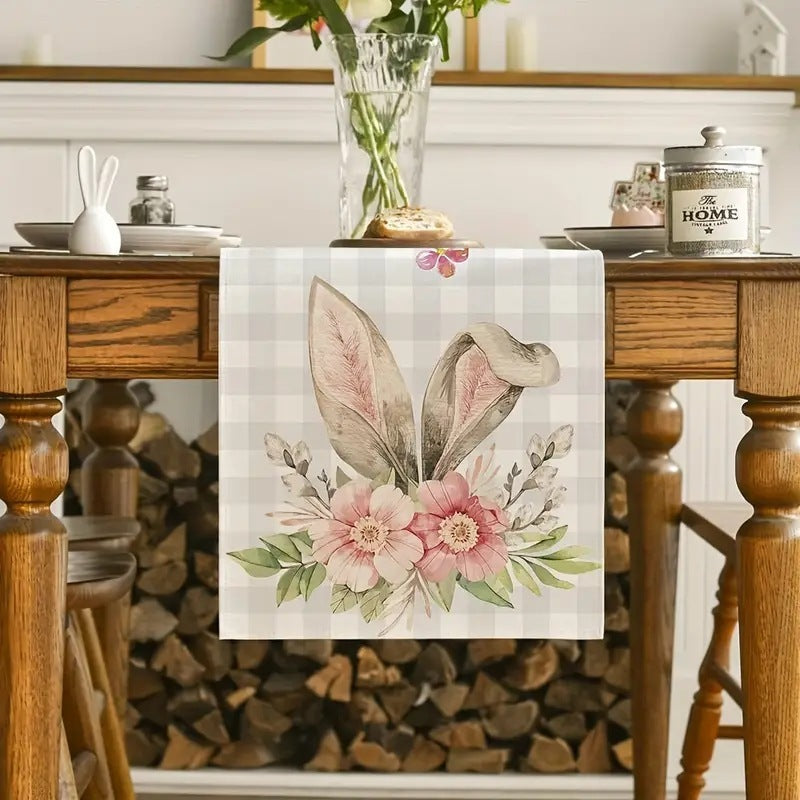 Easter Table Runner Rabbit Egg Decoration Linen Cloth