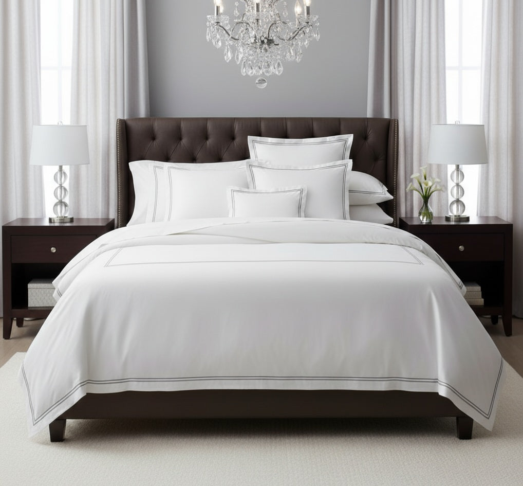 Completo letto Luxury in puro cotone con burdon mano-macchina