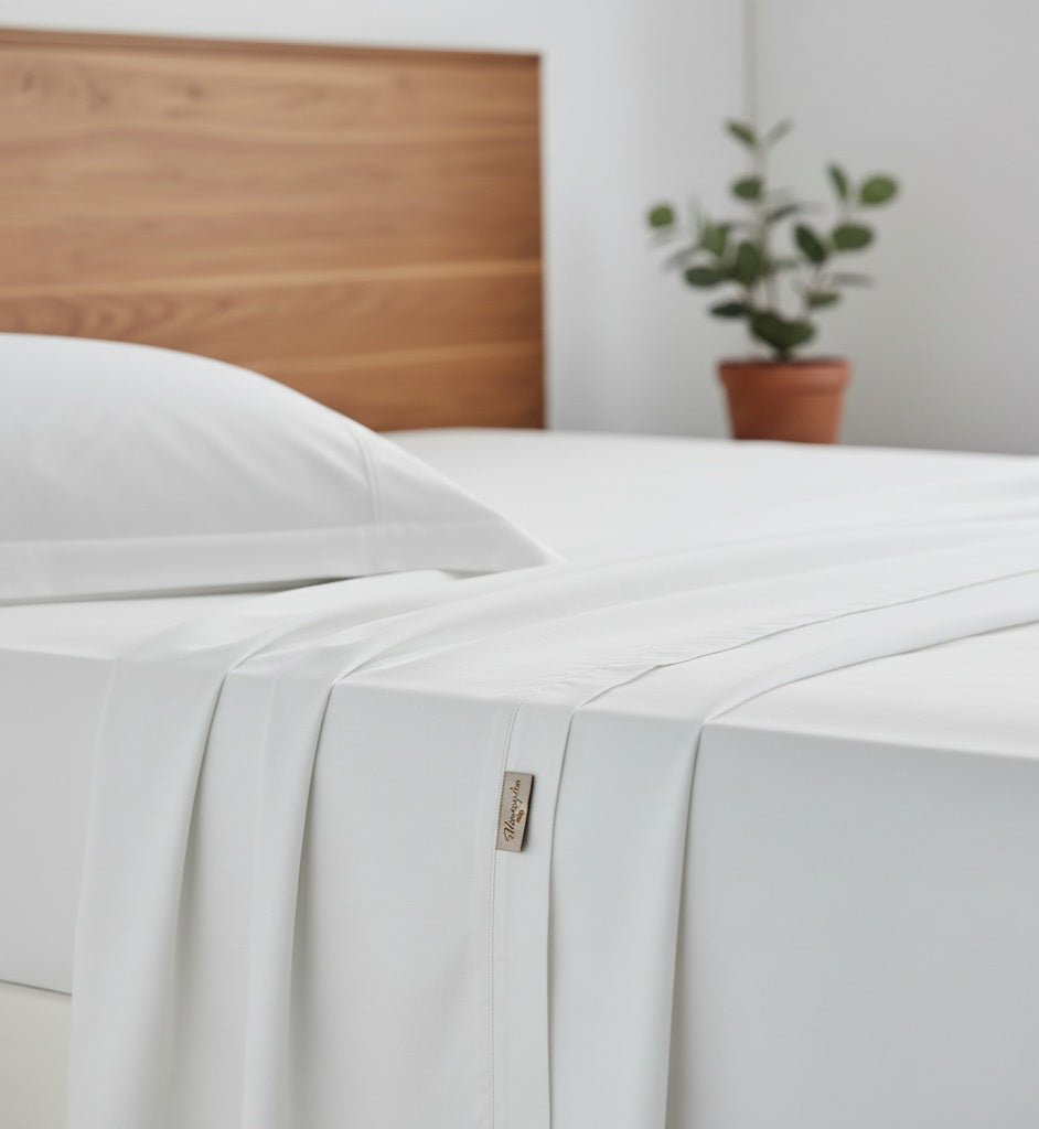 Completo Letto Tinta Unita Cotone Percalle 200 Fili linea ARIA-Matrimoniale. 