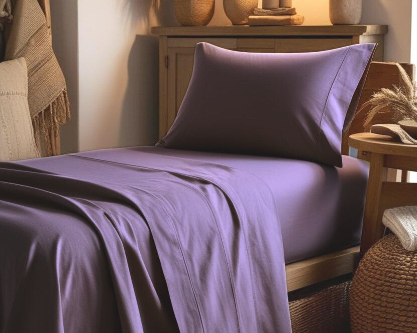 Completo Letto Tinta Unita Cotone Percalle 200 Fili linea ARIA- Singolo 