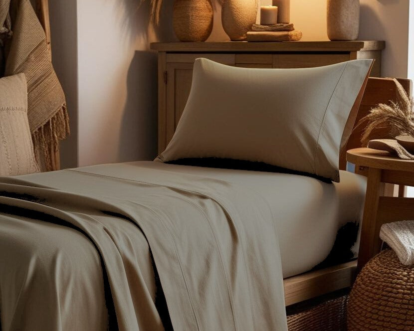 Completo Letto Tinta Unita Cotone Percalle 200 Fili linea ARIA- Singolo 