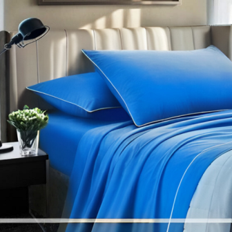 Completo Letto Tinta Unita Cotone Percalle 200 Fili linea Lagom-Matrimoniale. 