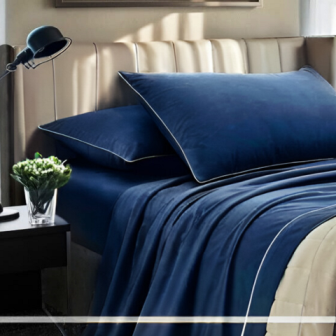 Completo Letto Tinta Unita Cotone Percalle 200 Fili linea Lagom-Matrimoniale. 