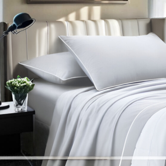 Completo Letto Tinta Unita Cotone Percalle 200 Fili linea Lagom-Matrimoniale. 